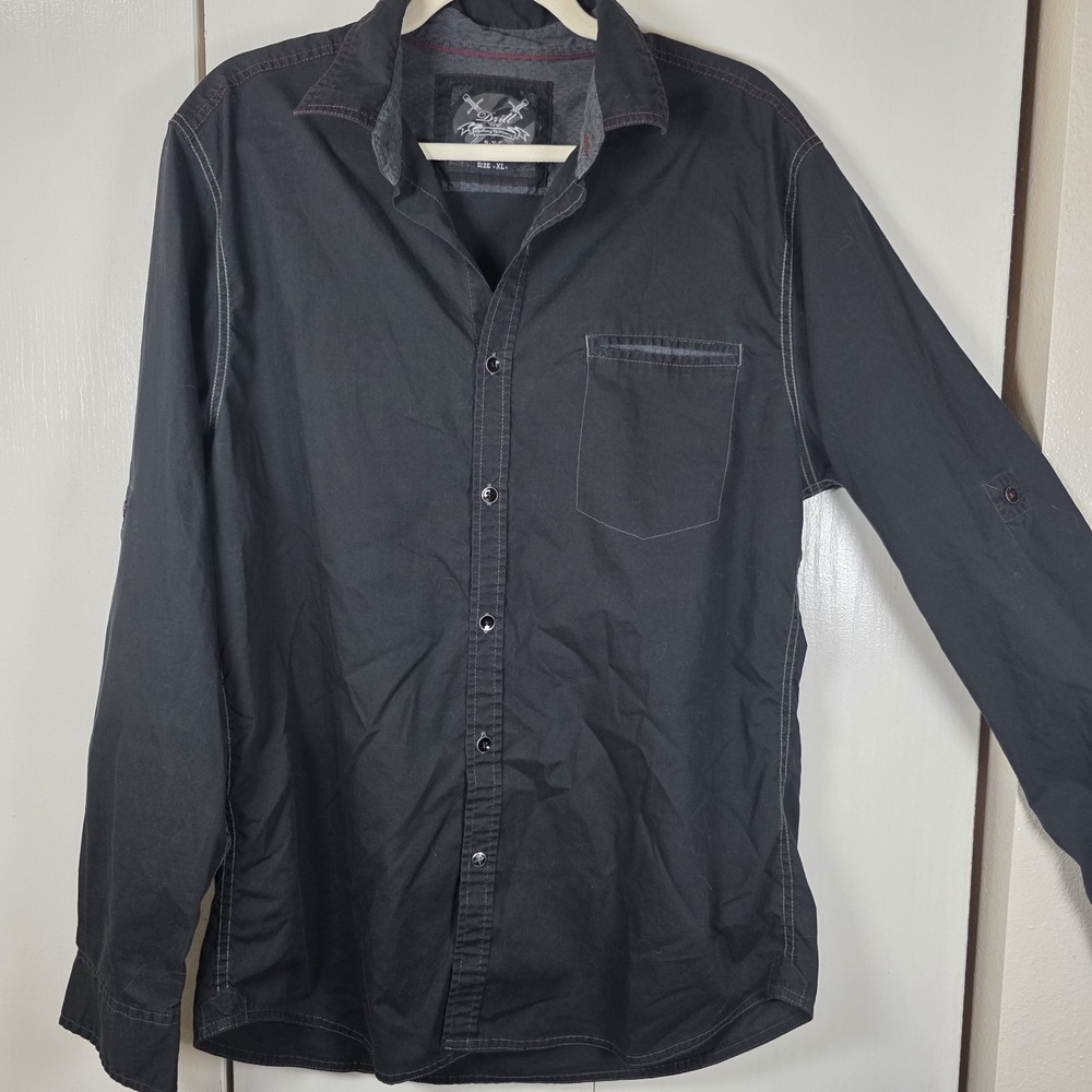 Drill Clothing Co Mens Black Long Sleeve Shirt XL Granola streetCasual Goth Glam - Picture 2 of 10